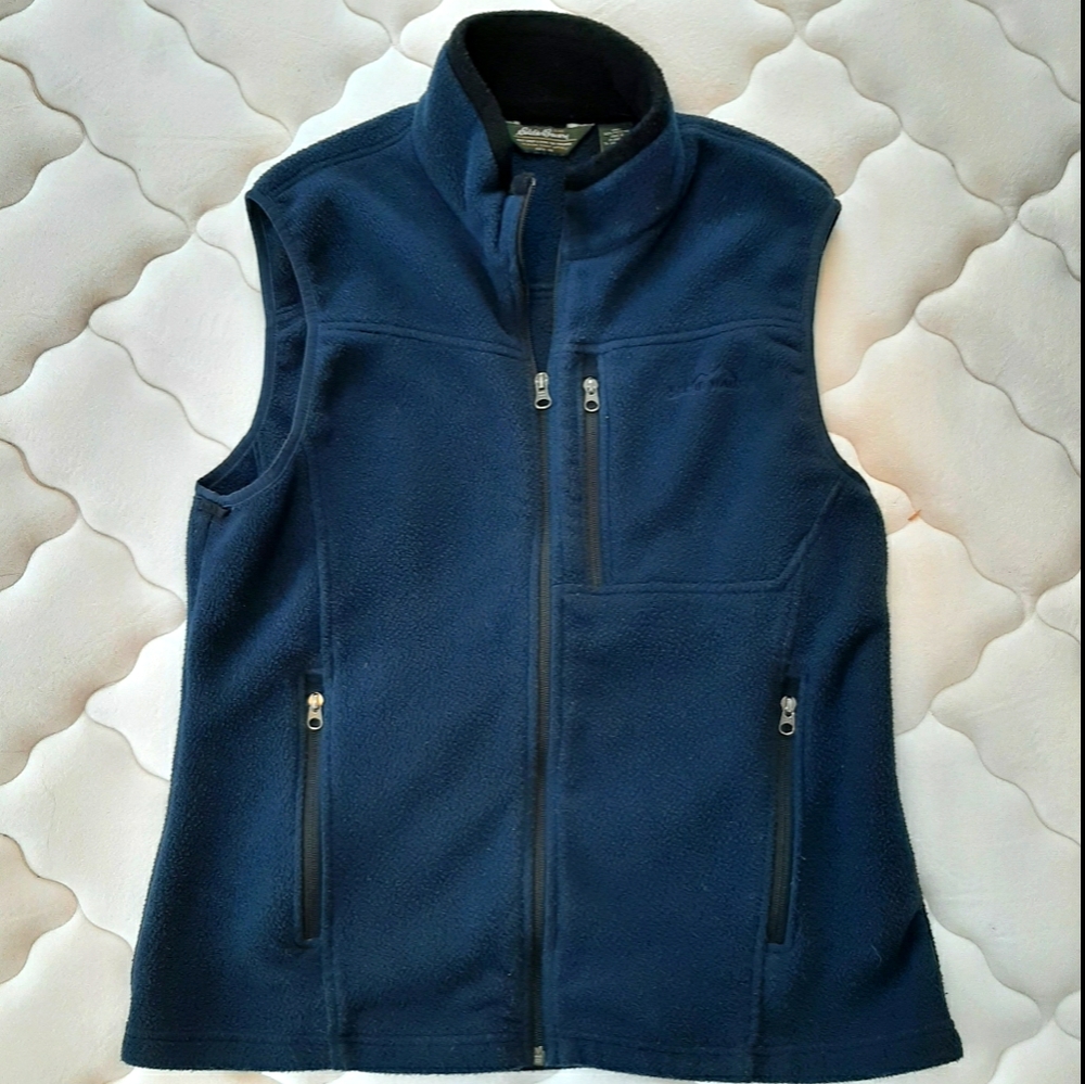 Vintage Eddie Bauer Blue Zip Fleece Vest Sz Medium